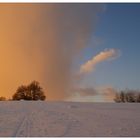 Abziehender Schneeschauer im Abendlicht