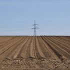 Acker mit Stromleitung in der Wetterau