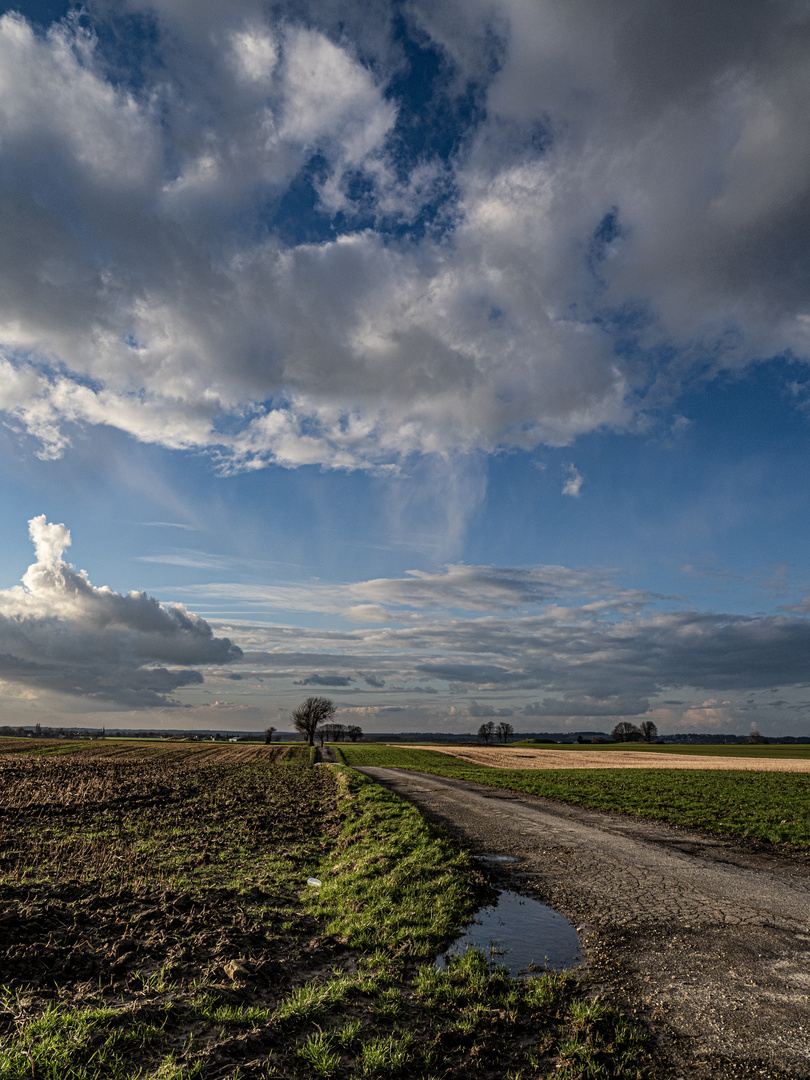 Ackerlandschaft mit bewölktem Himmel