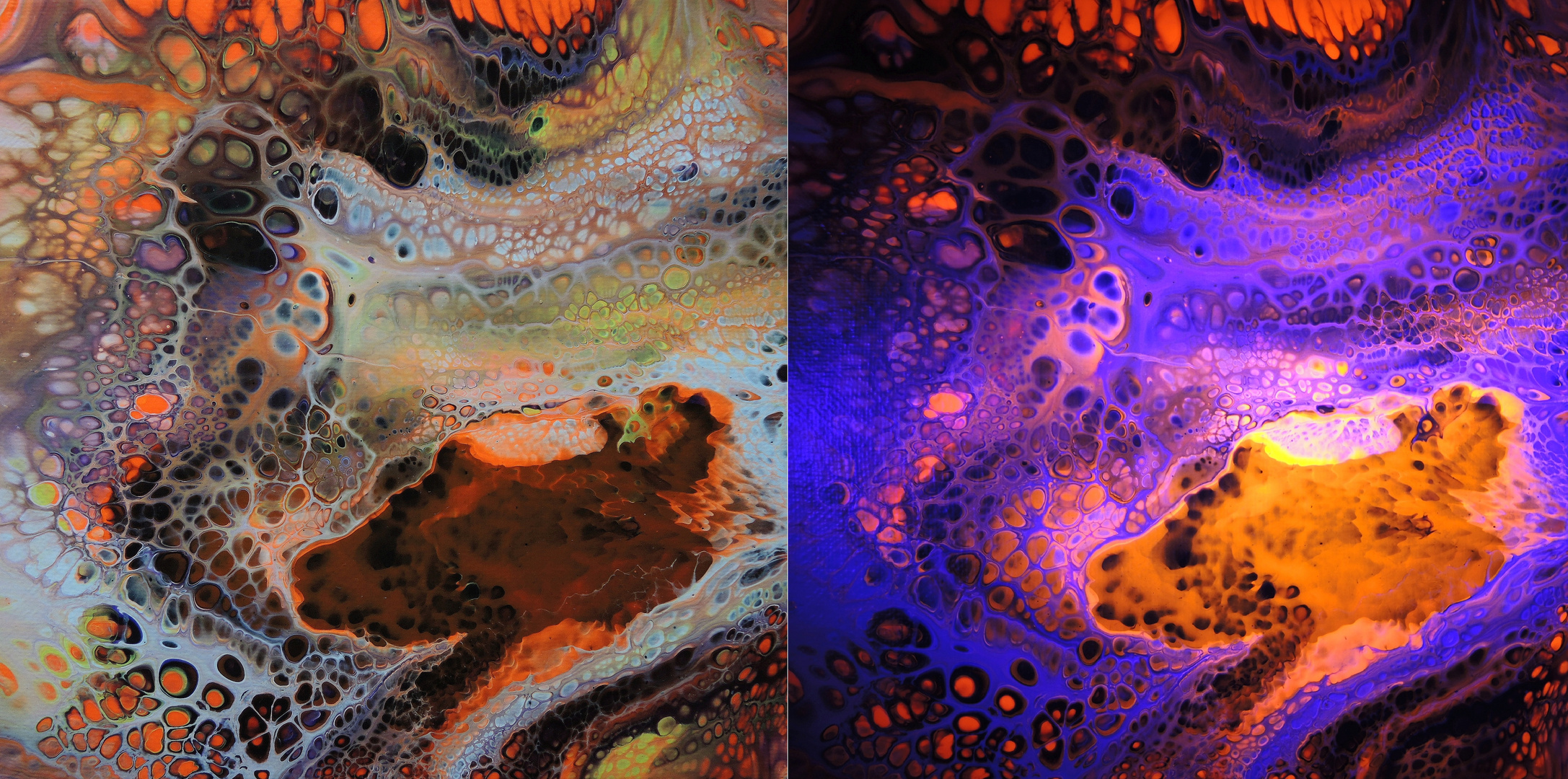 Acrylic Pouring mit Neonfarben - Tageslicht contra Schwarzlicht