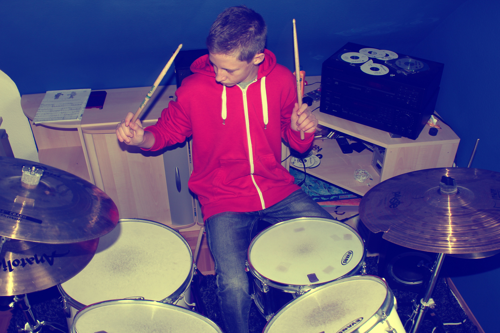 Adi on drums