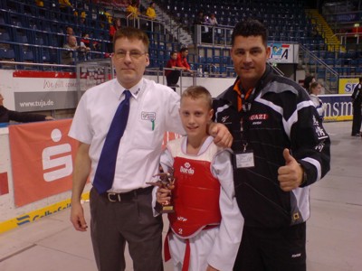 Adrian Paul holte hier den zweiten Deutschen Meister Titel im Taekwondo