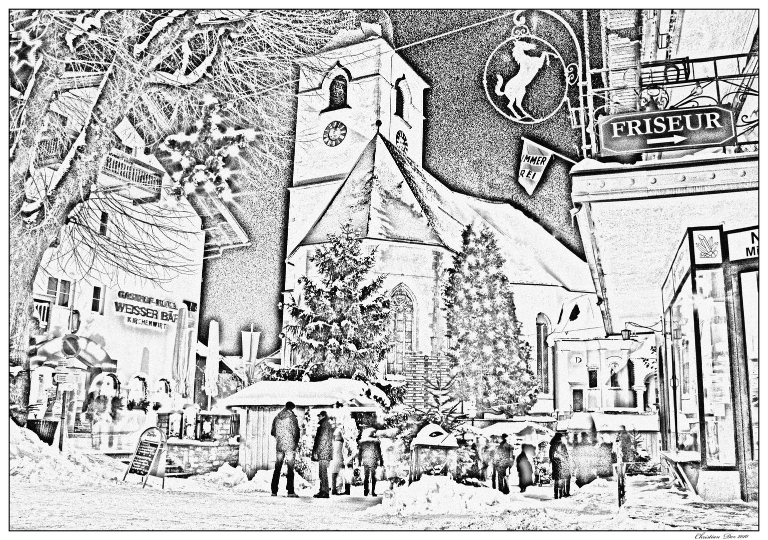 Adventstimmung St.Wolfgang- in Bleistift