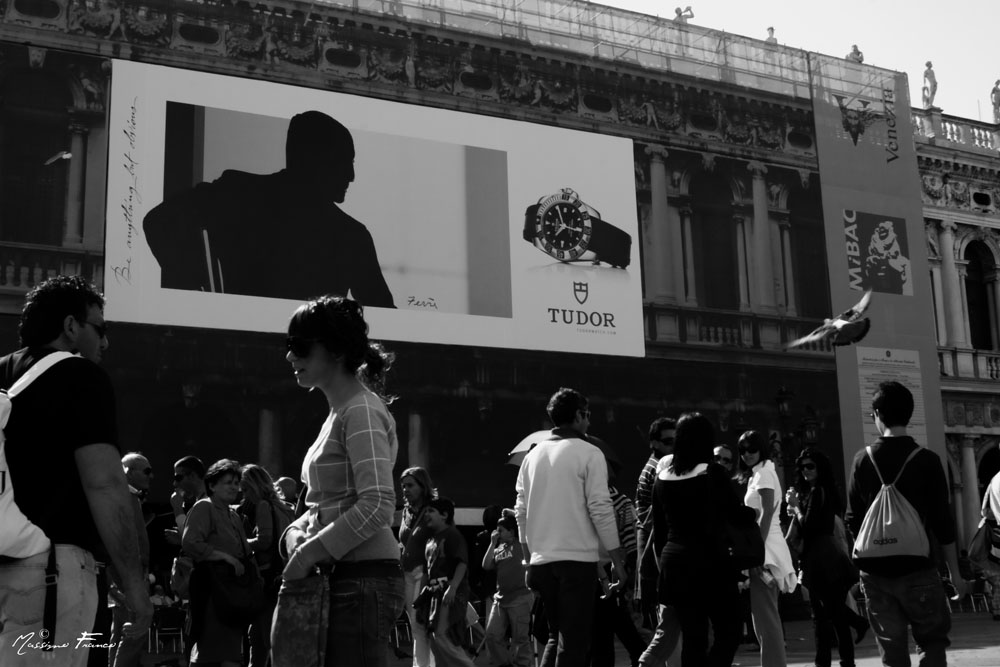 Advertising and People in Piazza San Marco