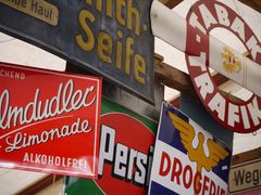 Advertising signs, old, Auer Dult, München