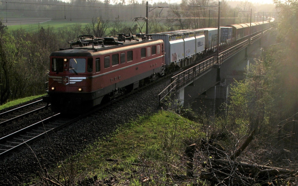 Ae 6/6 auf der Brücke