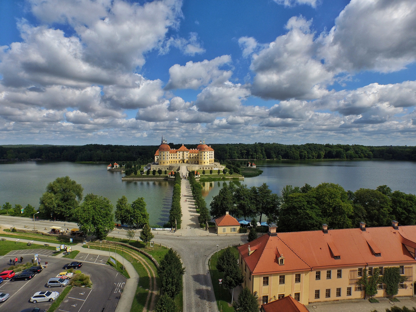 Aerial view at Moritzburg castle