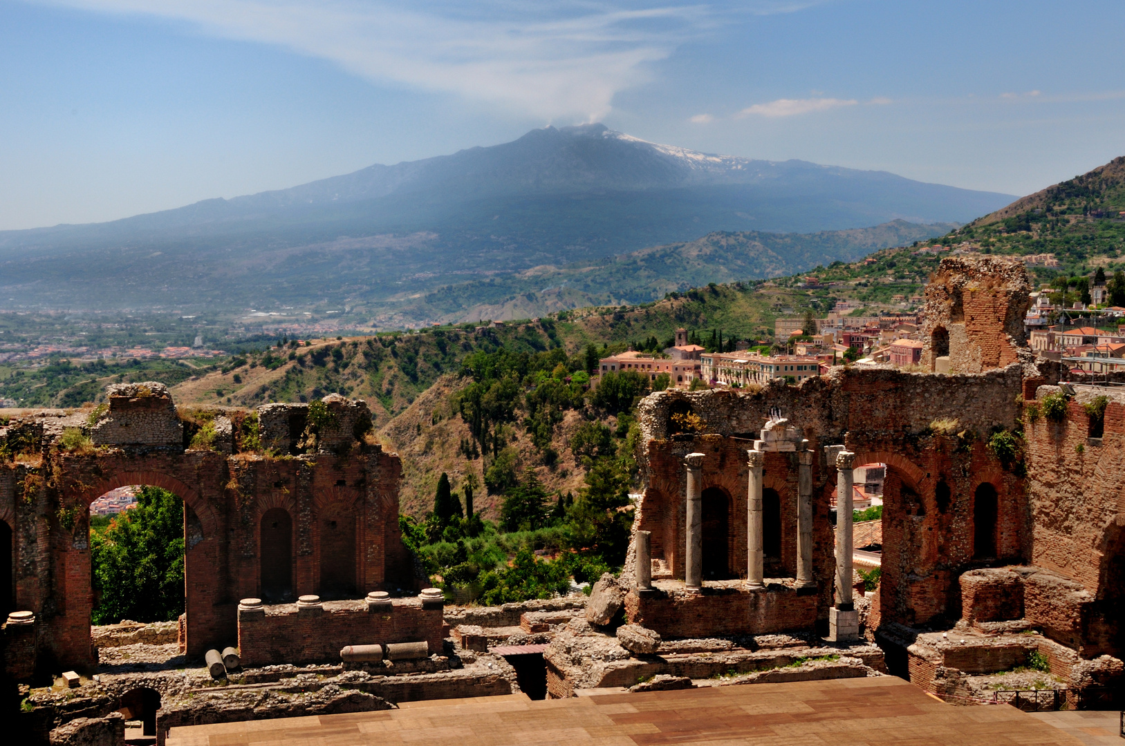 Ätna vom Grichischen Theater in Taormina