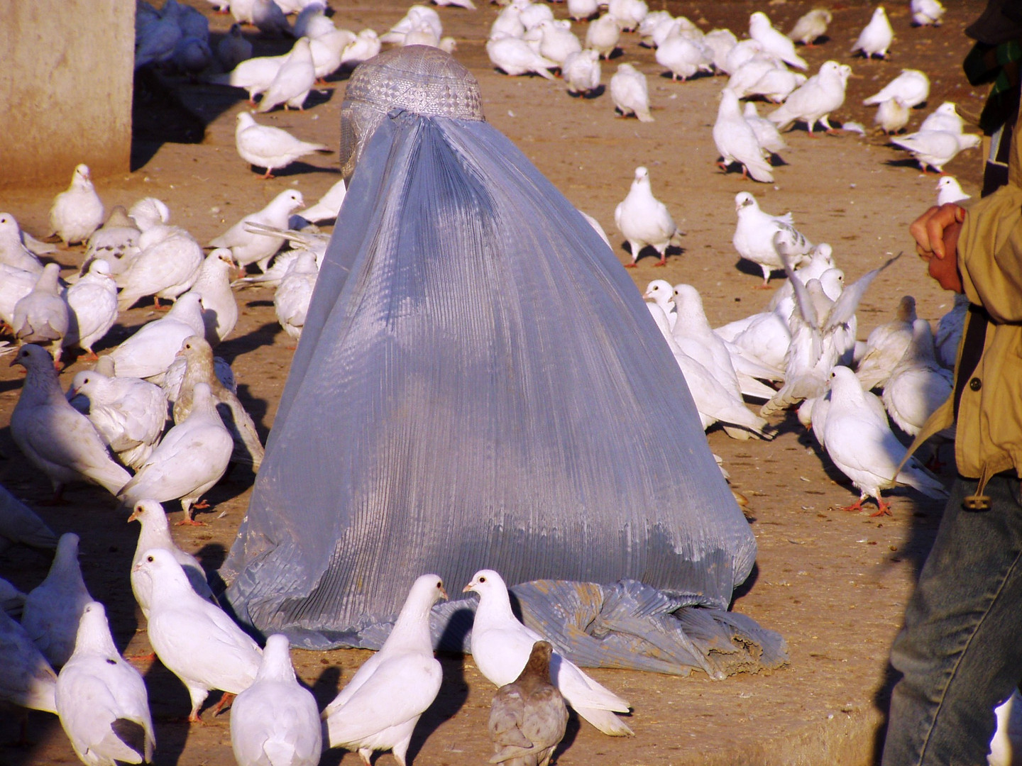 Afghanin in blauer Burka in Mazar-i-Sharif