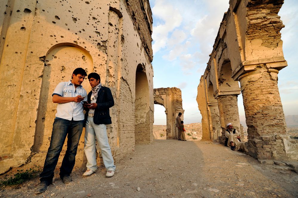 Afghans hanging out near the tomb of Nadir Shah