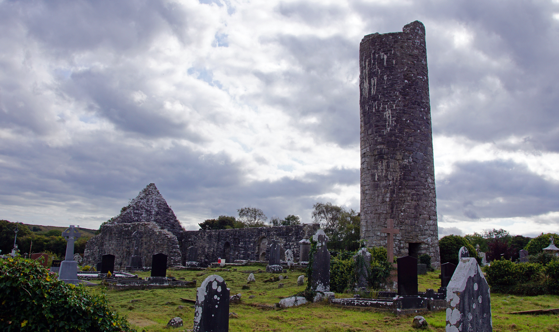 Aghagower's round tower and abbey