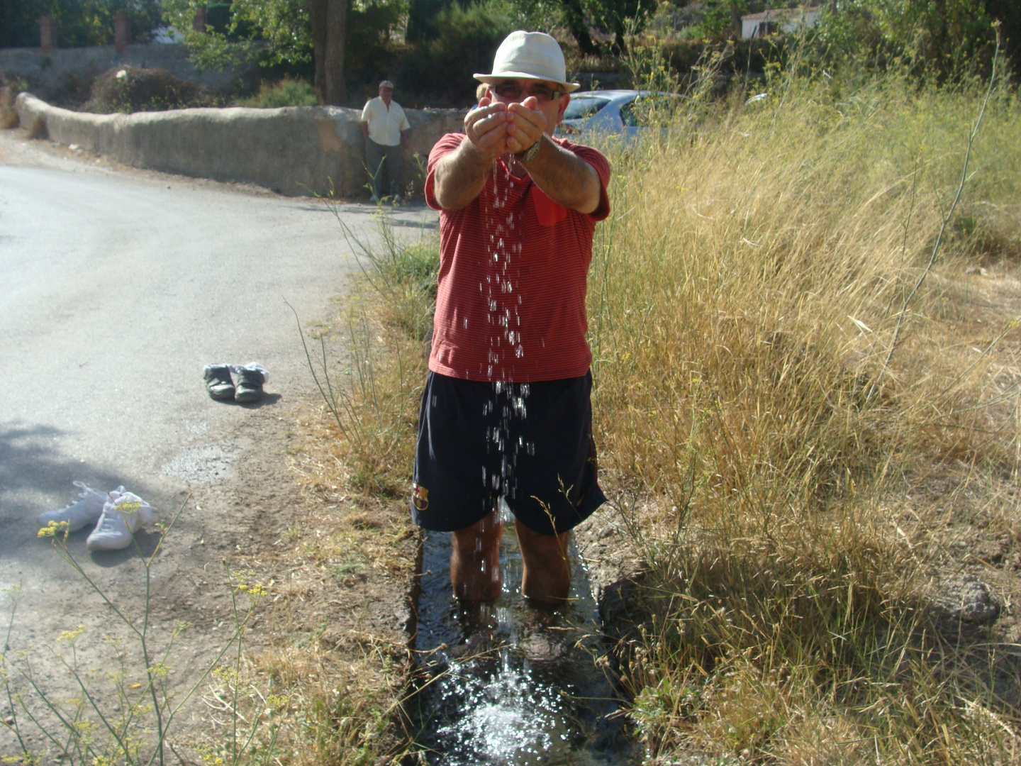 agua brota en este lugar