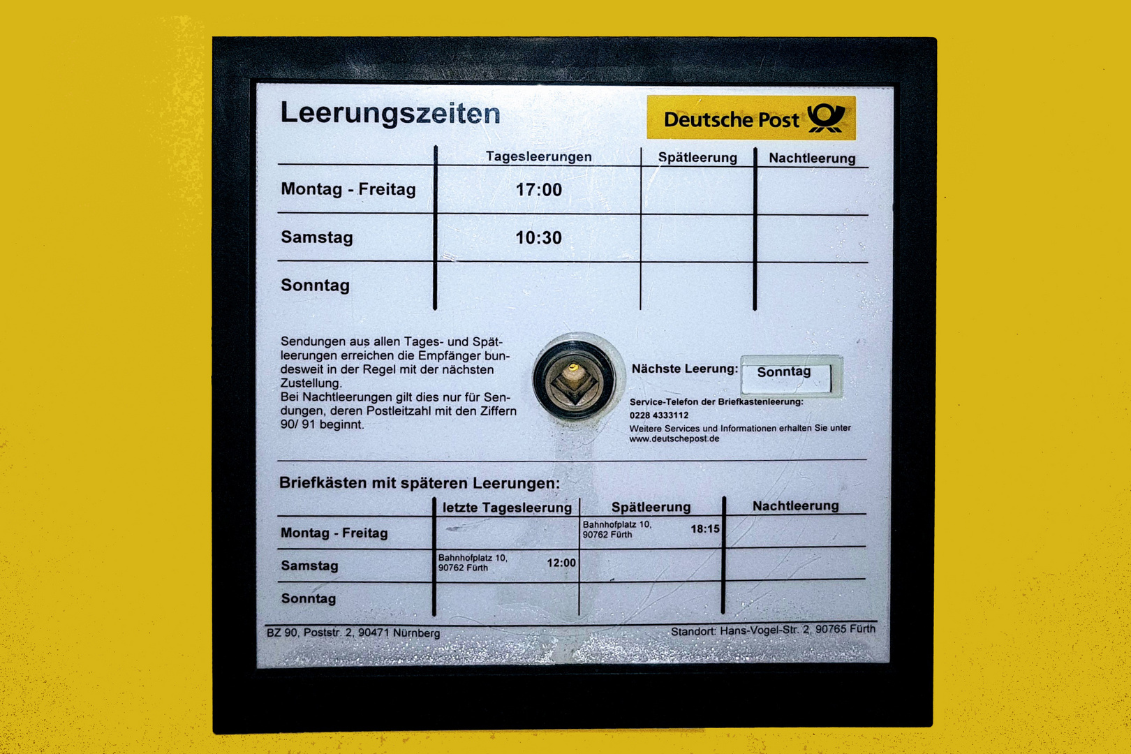 Aha, am Sonntag - aber in welchem Jahr? Am Sankt Nimmerleinstag?