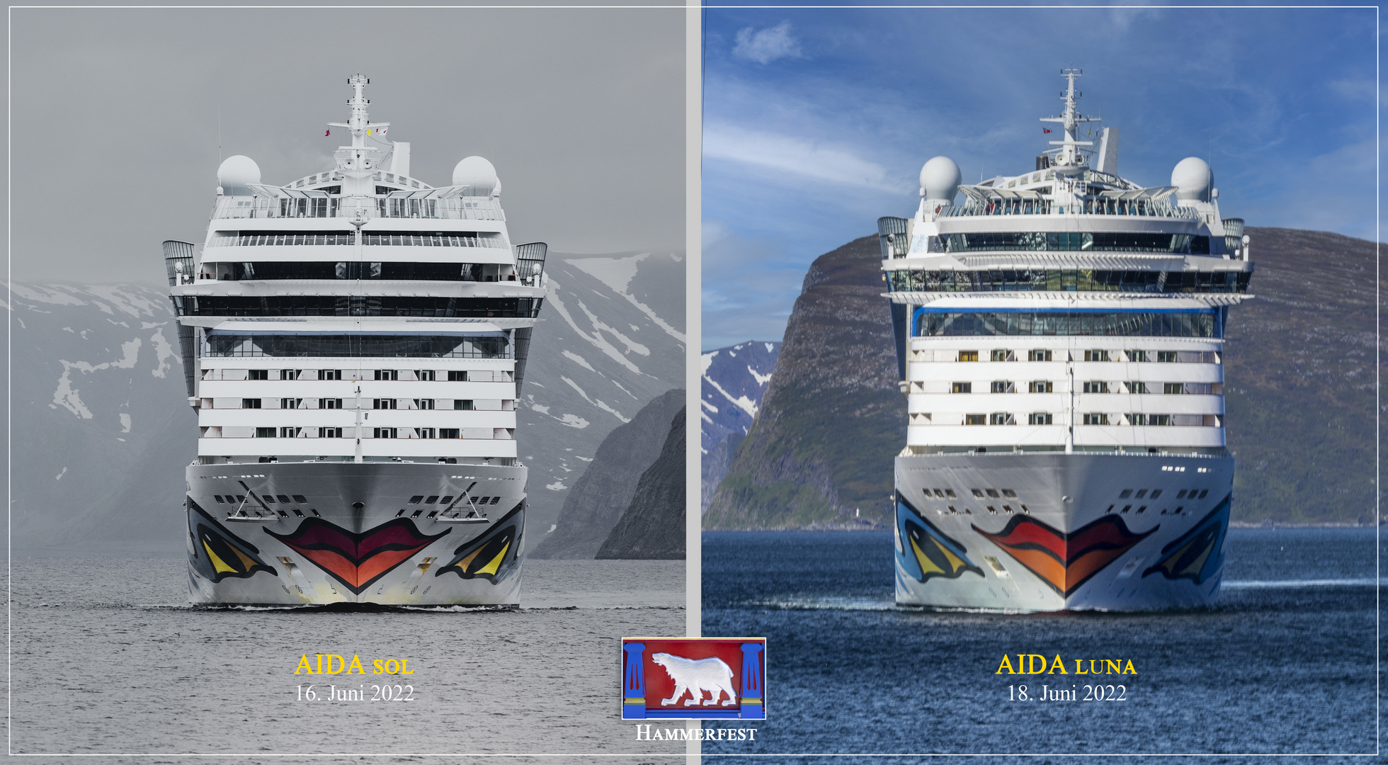 Aida sol und AIDA luna vor Hammerfest