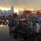 AIDAVita vor Miami Skyline, durchziehender Regenschauer bei Sonnenuntergang  ©Zunke 