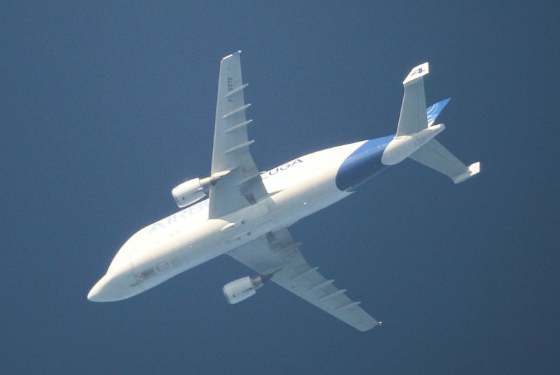 Airbus Beluga F-GSTD im Teleskop am 5.6.2019