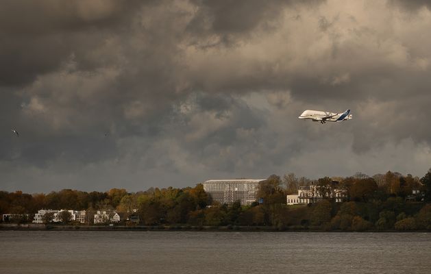 Airbus Beluga über Finkenwerder