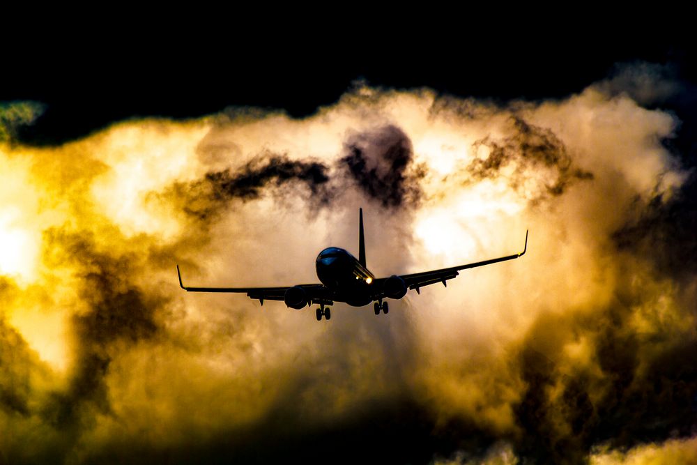 Airplane in the clouds