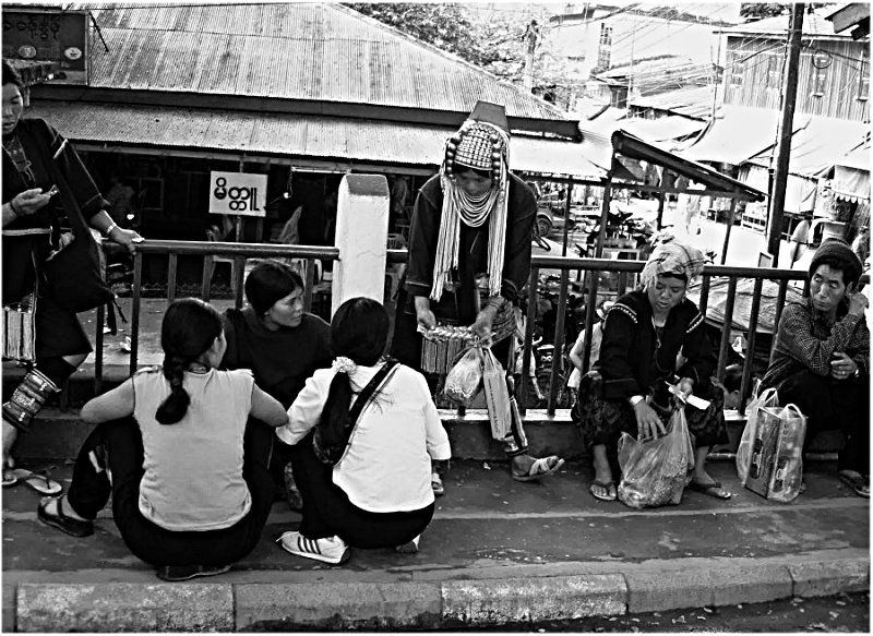 Akha People on the Taschilek Border Bridge