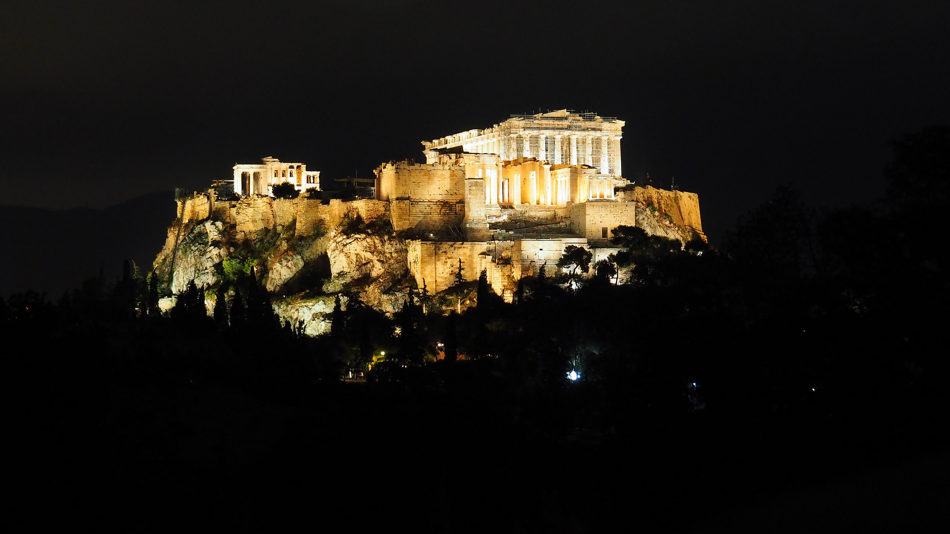 Akropolis bei Nacht