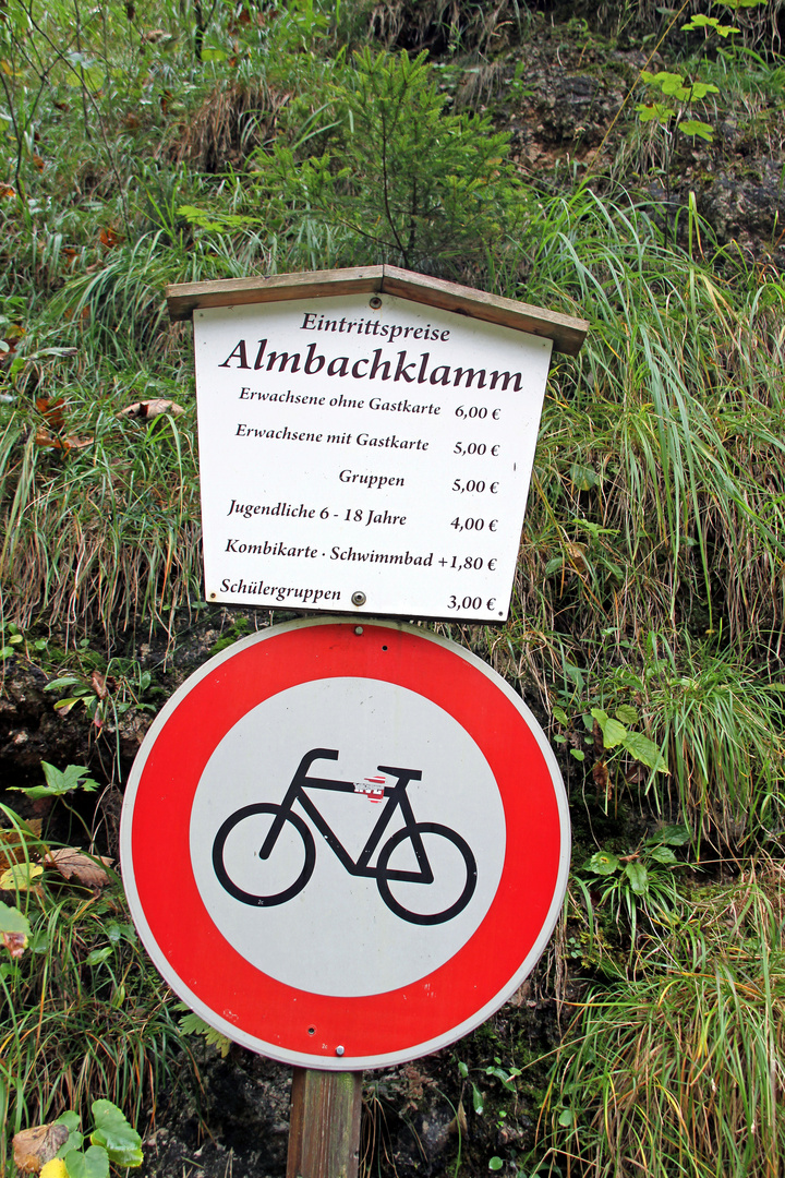 Aktuelle Eintrittspreise in der Almbachklamm im Berchtesgadener Land