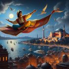 Aladin auf dem fliegenden Teppich