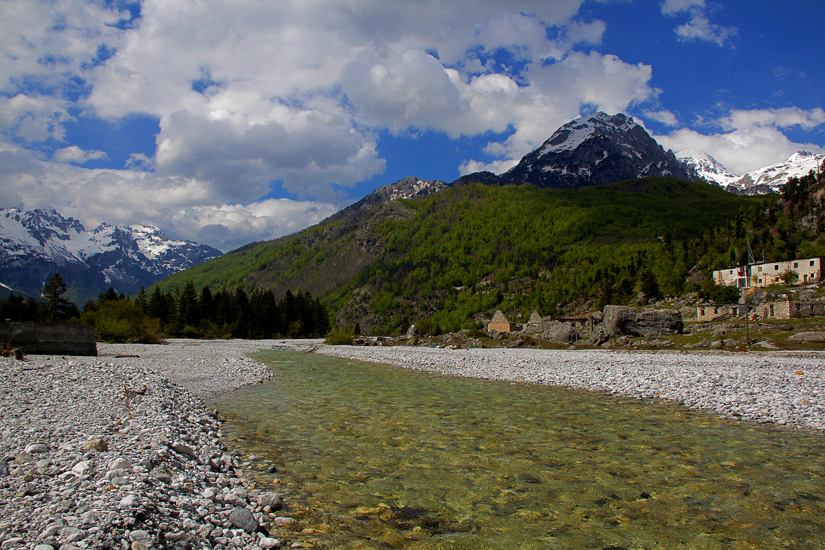 Albanian Alps - River Valbona by the village Valbona