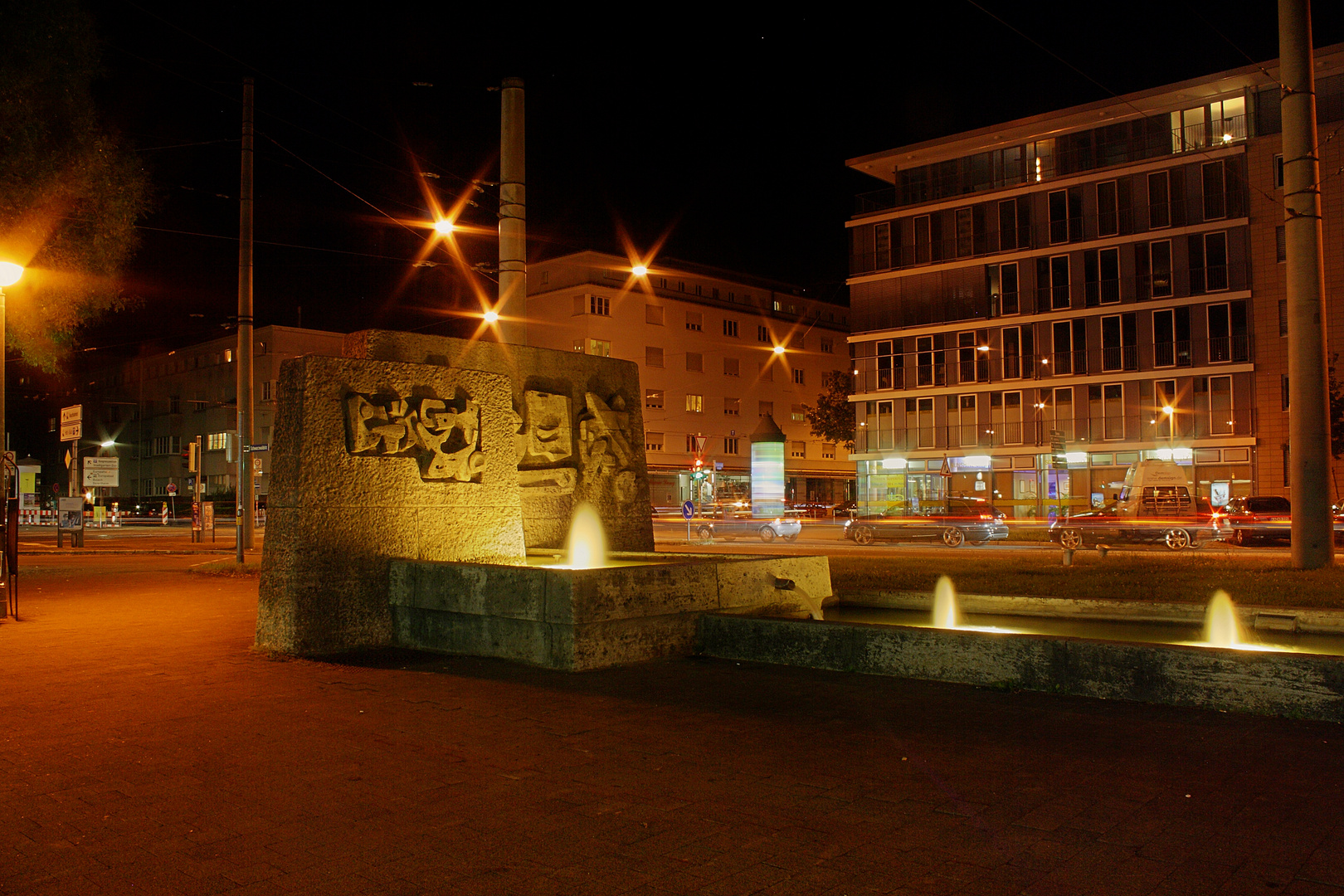 Albtalbahnof bei Nacht