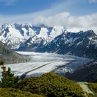 Aletschgletscher mit dem ersten Schnee im Herbst