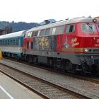 Alex  mit Lok Betty Boom auf der Illertalbahn im Bf Oberstdorf 14.7.2018