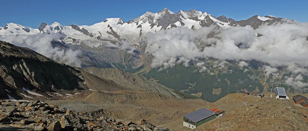 Alle möglichen Viertausender bis auf den Monte Rosa hier auf einer WW-Aufnahme...