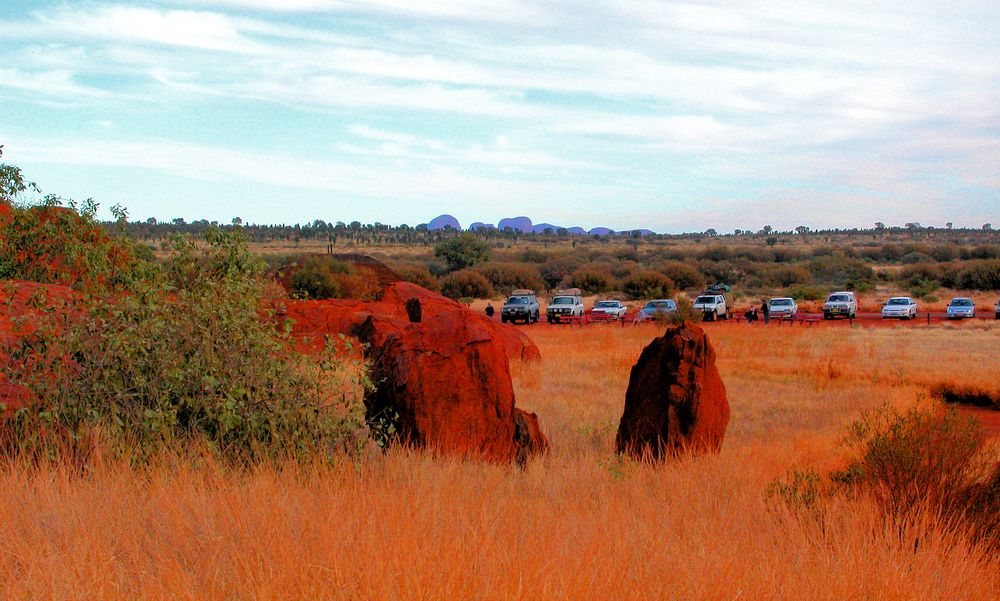 Alle schauen wartend auf den Sonnenuntergang am Uluru / Ayers Rock