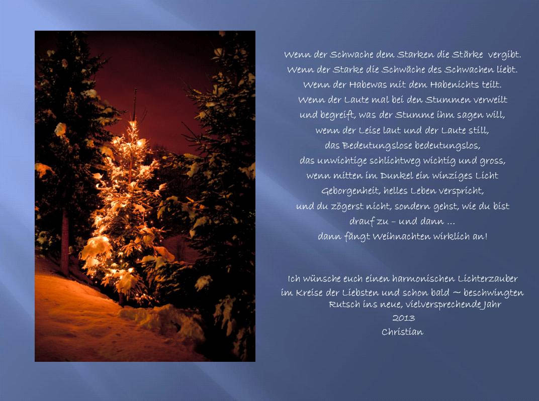 Allen frohe Weihnachten und einen guten Rutsch ins 2013