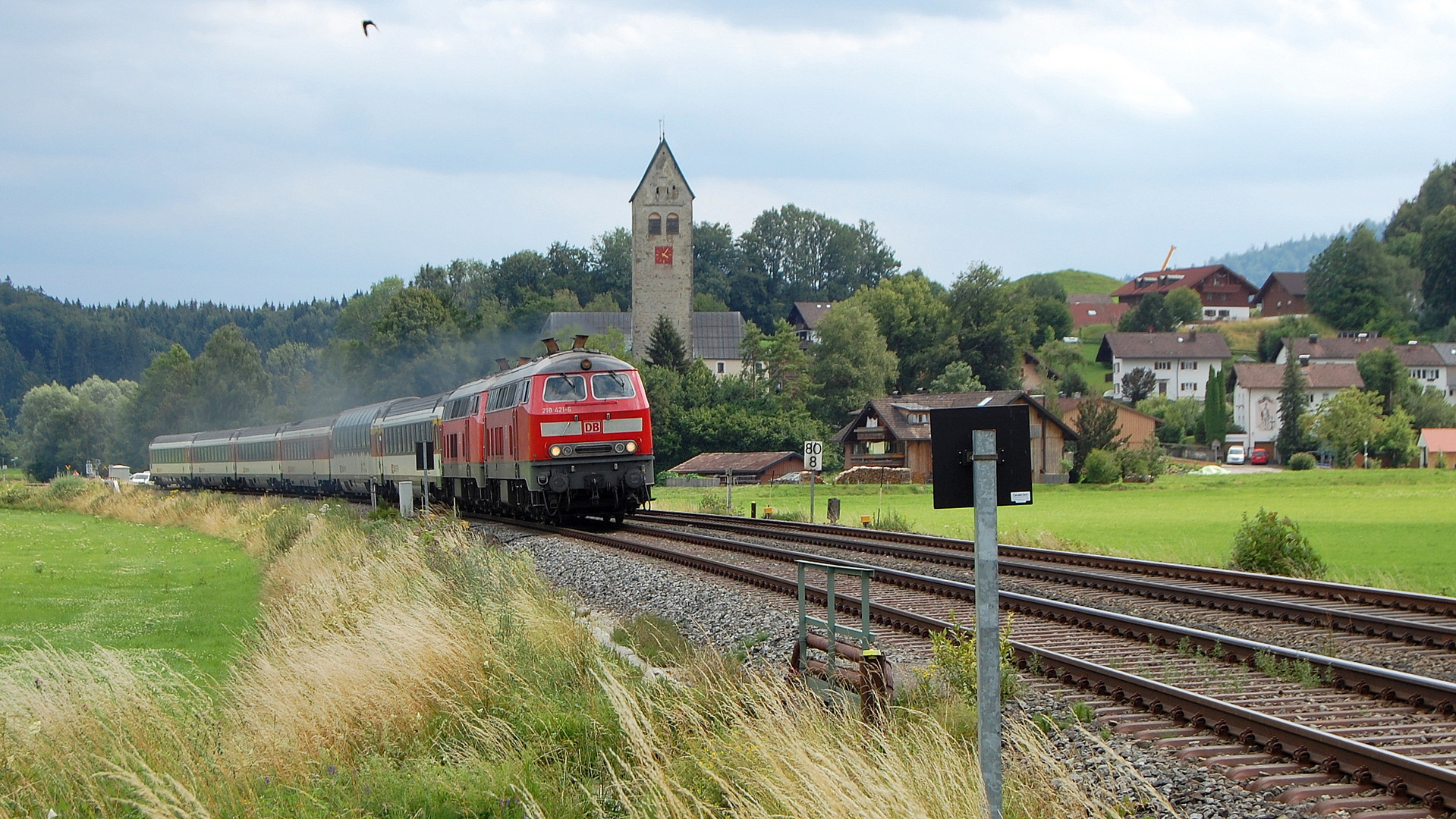 Allgäubahn mit IC Umleiter bei Immenstadt-Stein 10.7.2018
