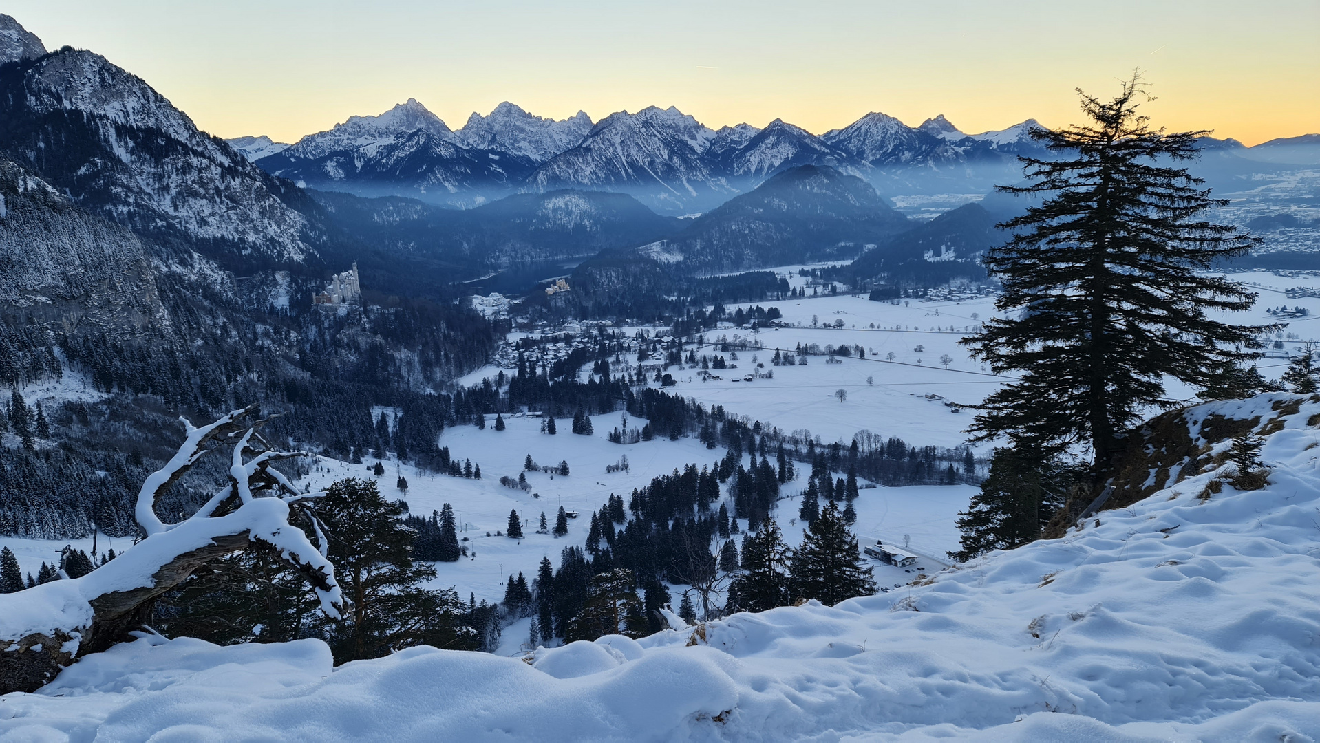 Allgäuer Königswinkel mit Schloss Neuschwanstein Hohenschwangau