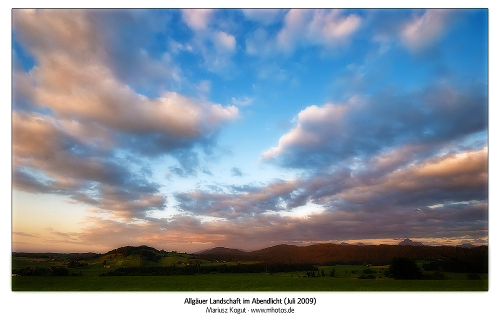 Allgäuer Landschaft bei Abendlicht