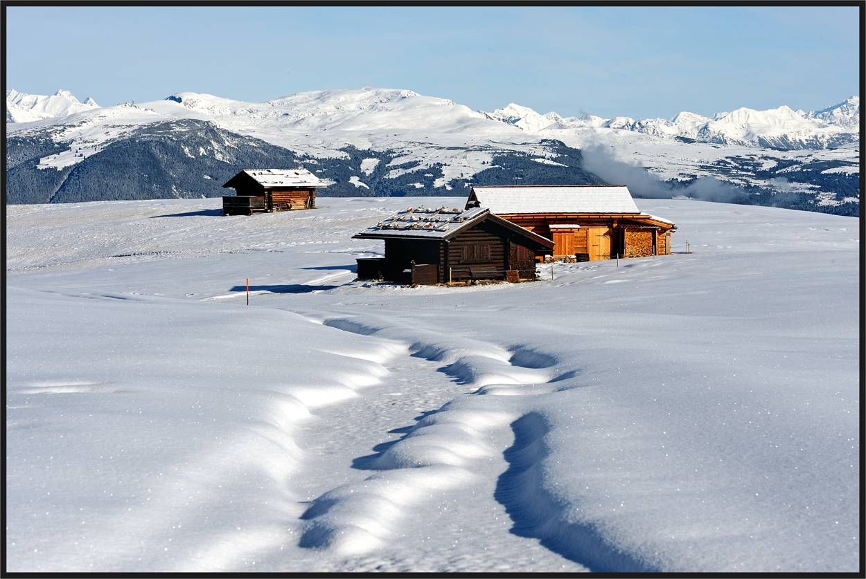 Alm Huts in the Snow