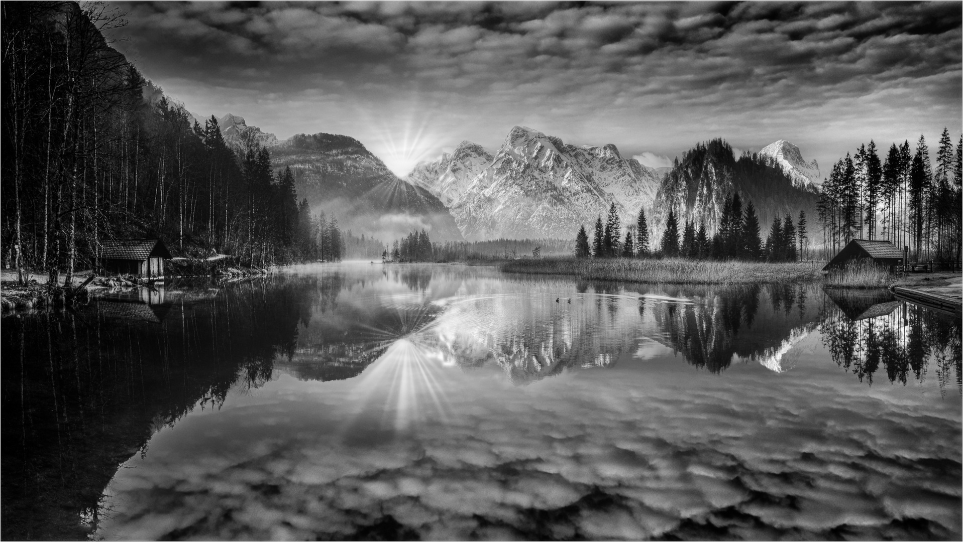 Almsee Panorama in B&W