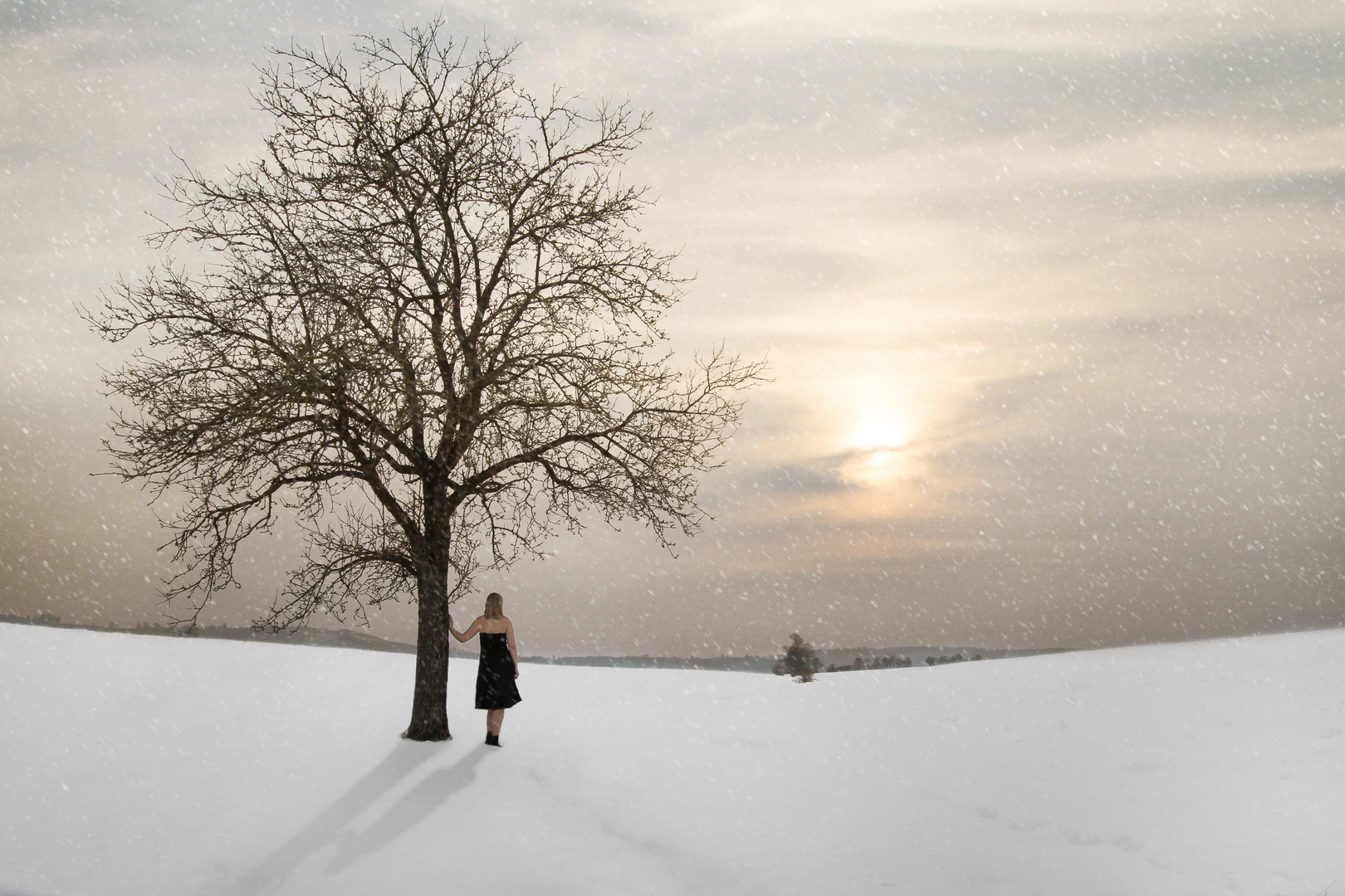 Alone between the sky and snow