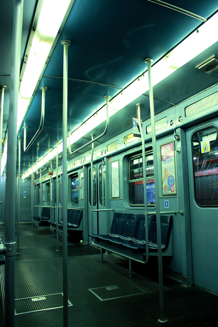 Alone in a subway.