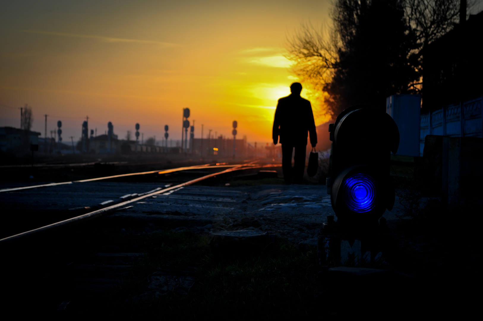 along railway tracks