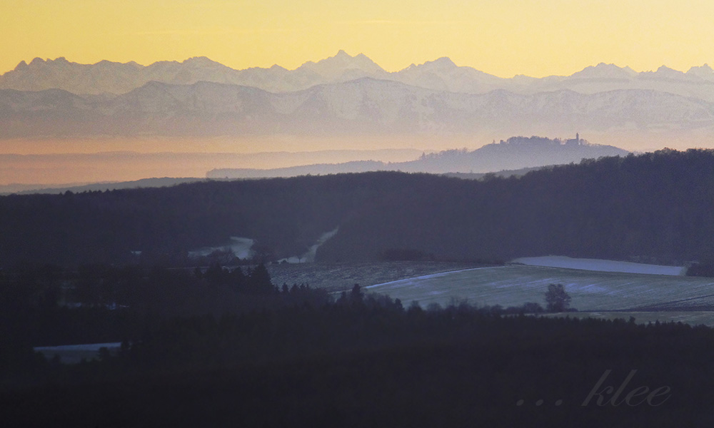 Alpenblick bei Sonnenaufgang