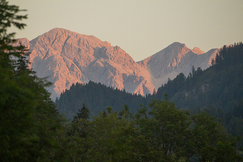 Alpenglühen in Tiefenbach