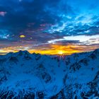 Alpenglühen Sonnenuntergang auf dem Grawand im Schnalstal, Südtirol, Italien