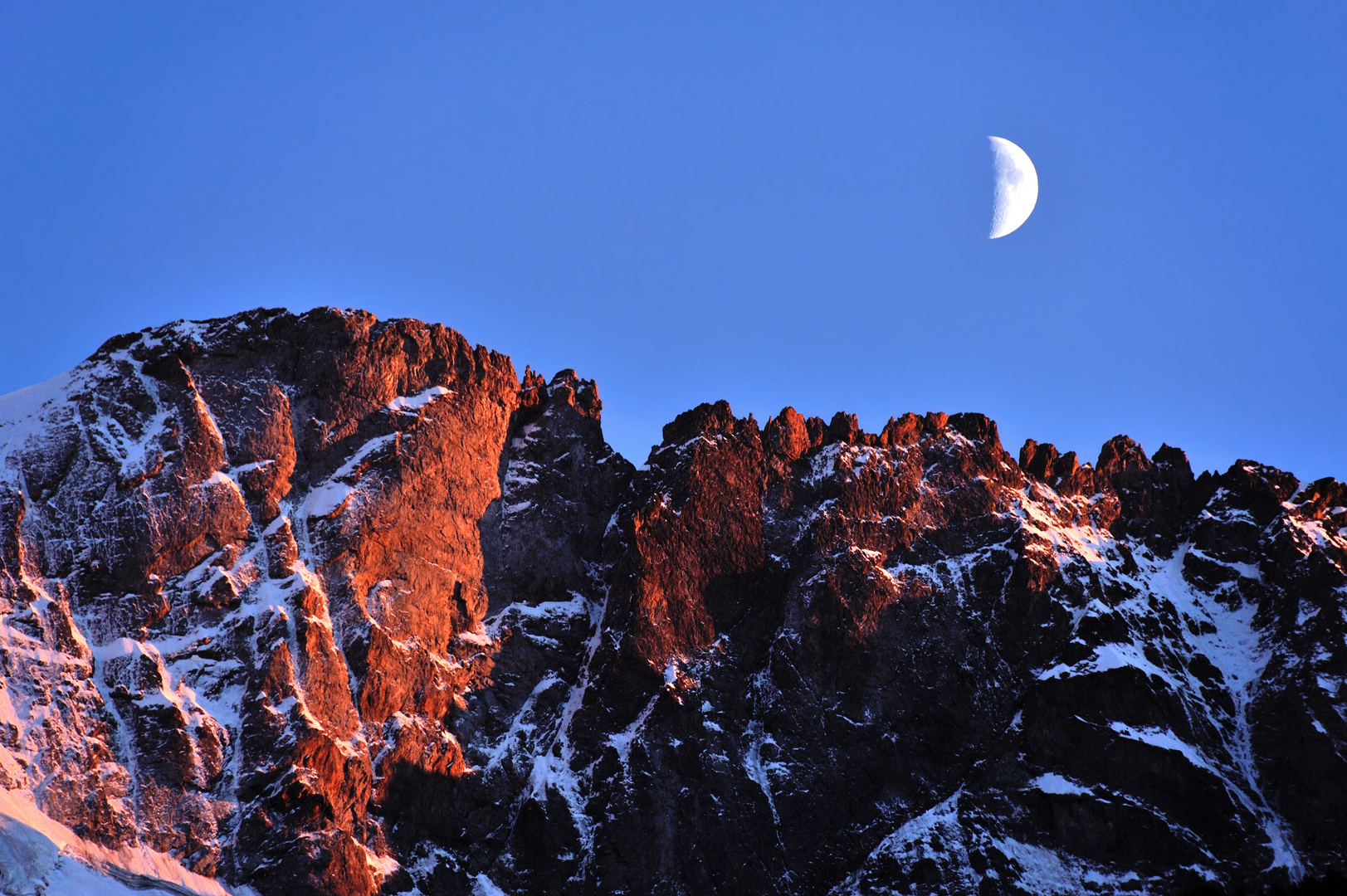 Alpenglühen und Mondschein © JF-Fotografie, Jürgen Feuerer