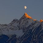 Alpenglühn - Mondaufgang über dem Acherkogel (3007 m hoch)