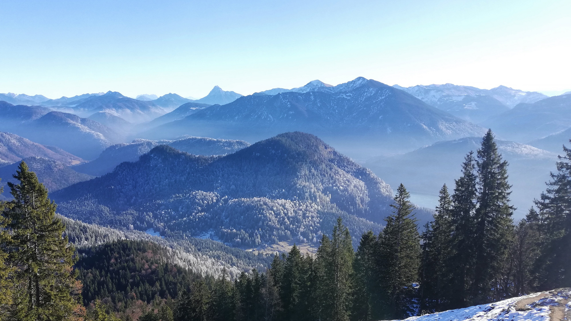 Alpenvorland an einem Dezembermorgen