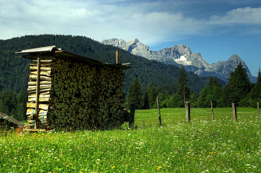 Alpspitze, Zugspitze und Waxenstein, von Gerold aus gesehen