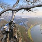 Als der Winter oben auf der Bastei in der Sächsischen Schweiz mal kurz vorbeischaute