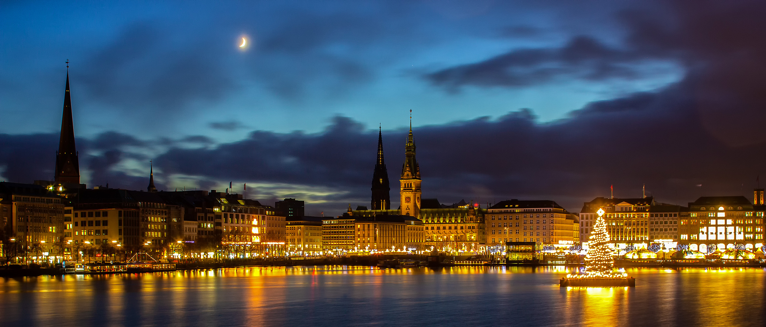 Alsterpanorama mit Weihnachtstanne ...